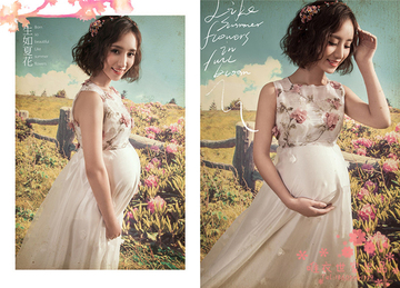 大码孕妇装2016年新款日韩版连衣裙素人写真生如夏花主题外景拍照