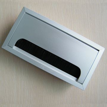 特价铝合金穿线盒毛刷电脑桌线孔盖过线盒办公桌穿线盖80*160mm