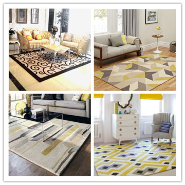 欧式简约手工腈纶地毯卧室客厅茶几地毯现代简约抽象条纹地毯