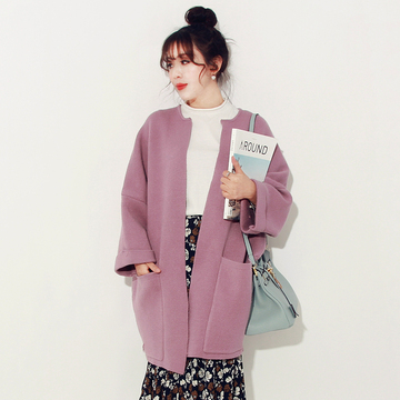 2016春季新款女装 韩版宽松显瘦毛衣外套中长款时尚外搭女衣