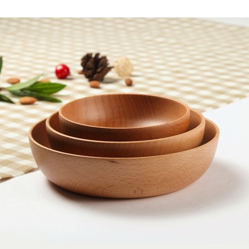天然榉木日式沙拉碗家用木碗实木质水果菜碗大号创意收纳木钵儿童