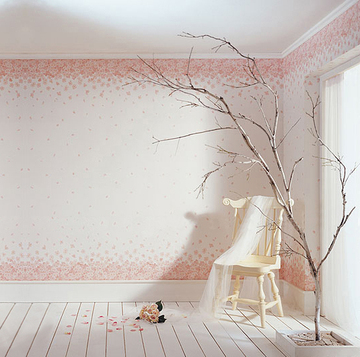 粉色浪漫樱花墙纸 温馨卧室韩国田园壁纸 环保无纺布小花儿童墙纸