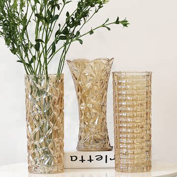 欧式水培花瓶玻璃透明客厅装饰摆件插花富贵竹百合创意 干花花瓶