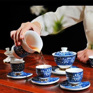 茶具套装陶瓷锦上添花功夫茶艺整套组合家用复古创意精品时尚茶具