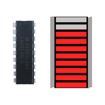 10段红色LED光柱显示器件+LED驱动电路LM3914-1