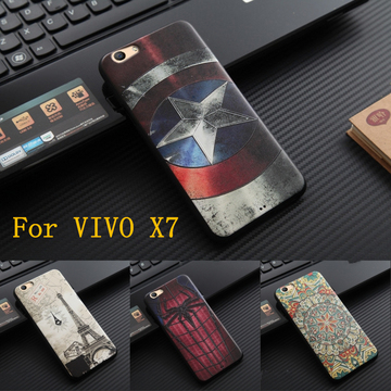 VIVO X7手机壳浮雕防摔硅胶软卡通 X7plus创意全包保护套美国队长