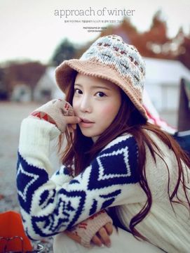（有一作坊）特价超值韩国风毛线拼织圆顶甜渔夫帽 女 两色
