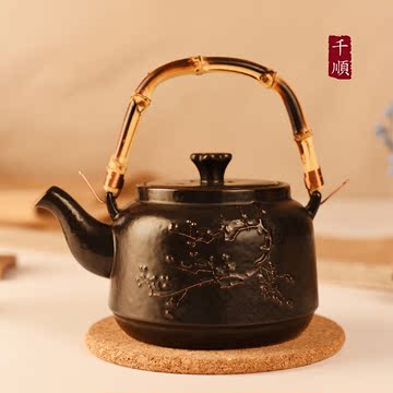 大容量提梁壶陶瓷耐高温大容量厚壶壁冲茶泡茶煮茶壶原创手工陶壶