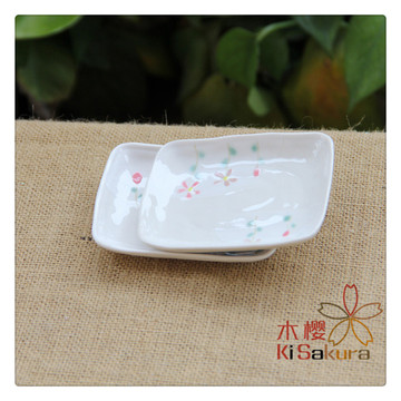 木樱sakura 陶瓷和风小碟 零食点心碟 白色小花 日式调味酱料骨碟