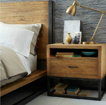 loft床头柜美式做旧工业风实木定制落地柜书桌复古置物抽屉定制