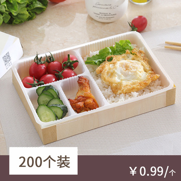 M118一次性木质快餐盒大容量高档打包盒可印刷LOGO木片木制餐盒