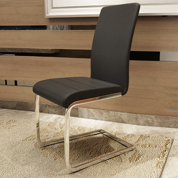 现代简约家具家用皮质餐桌椅白色不锈钢腿餐椅弓形靠背舒服餐厅椅