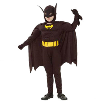 万圣节儿童服装男童动漫肌肉蝙蝠侠超人蜘蛛侠美国队长披风表演服