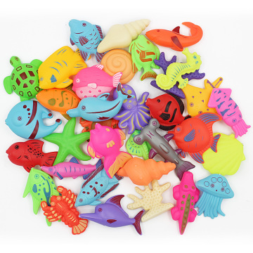 儿童戏水塑料鱼 散装磁性小猫钓鱼玩具 双面立体磁性鱼 广场捞鱼