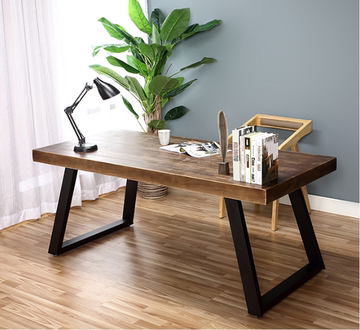 美式复古铁艺实木餐桌椅长方形办公桌书桌会议桌电脑桌饭桌工作台