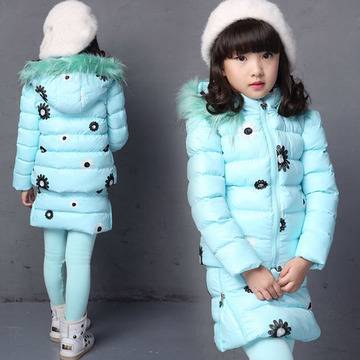儿童棉衣冬季中长款12岁女孩韩版加厚棉袄加厚棉袄学生羽绒棉外套