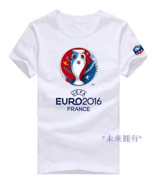 2016欧洲杯法国队球迷T恤 纪念t恤 休闲纯棉短袖背心白