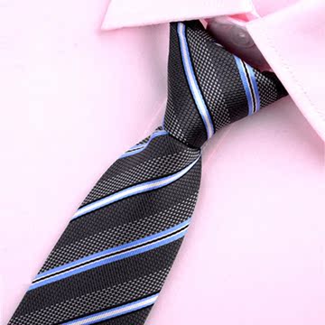 男士拉链领带 正装商务职业装易拉得懒人领带蓝色条纹韩版6厘米宽