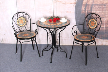 复古铁艺工业风格阳台桌椅庭院花园户外家用休闲桌椅组合三件套装