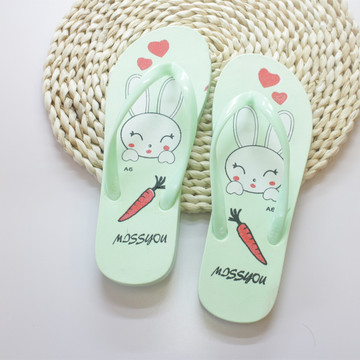 特价夏防滑塑料拖鞋韩版平跟凉拖鞋女沙滩鞋人字拖可爱卡通兔子鞋