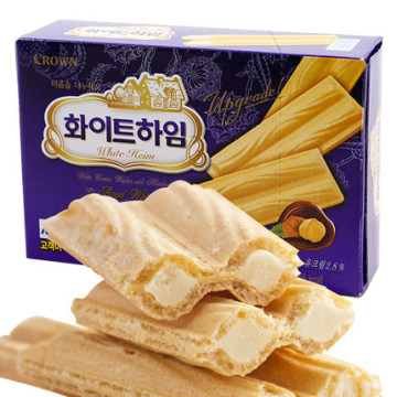 韩国进口 可拉奥 可来运 Crown夹心威化饼干 可瑞安奶油蛋卷 饼干