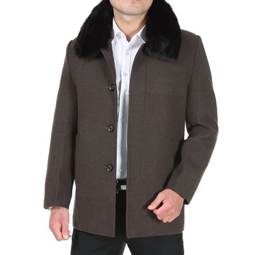 中老年男装男士羊毛呢大衣中年男呢子外套爸爸装加厚加绒休闲风衣