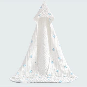 【棉多多】Muslin棉纱布带帽浴巾纯棉纱布婴儿毯空调被新生儿包被