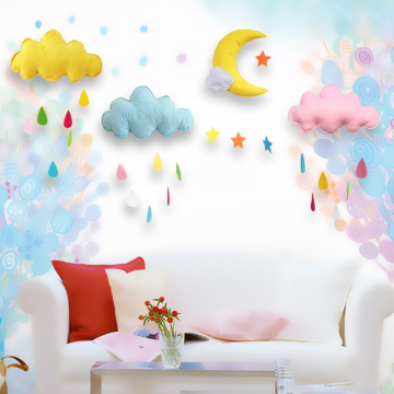 创意手工云朵雨滴幼儿园儿童房间帐篷装饰空中吊饰毛毡布挂件饰品
