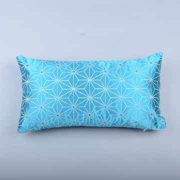 简约现代湖蓝色几何刺绣样板房靠枕靠垫套 客厅沙发靠包抱枕套