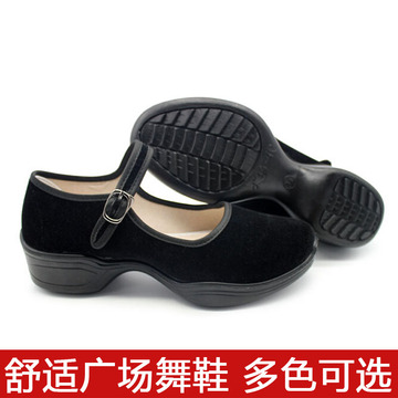 老北京女布鞋现代舞鞋健身圆头浅口厚底增高跳舞鞋女鞋广场舞鞋