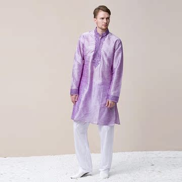 印度男装套装 传统正宗民族印度服饰功夫瑜伽2017新款刺绣 含裤子