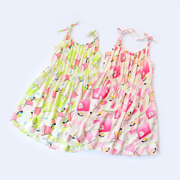 2016新夏款女童人造棉吊带裙 儿童连衣裙 中大童沙滩裙
