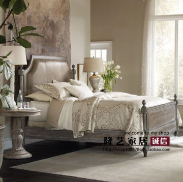 美式乡村实木双人床卧室复古做旧家具乡村美式实木1.8米双人定制
