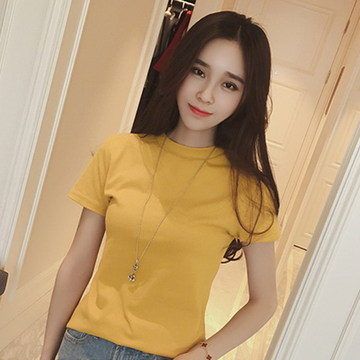 韩版夏季女短袖t恤纯色简约修身显瘦紧身打底衫韩国纯棉学生上衣