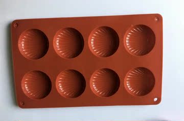 现货八孔圆形贝壳硅胶蛋糕模饼干巧克力模蛋糕模烘焙模厨房小工具