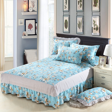 南通厂家生产床上用品 纯棉斜纹印花床罩全棉单层床裙