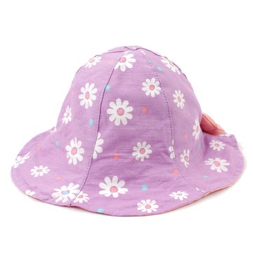 韩国winghouse正品 夏季儿童女童 花朵大檐帽 布面遮阳帽 3-5岁
