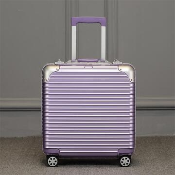 紫色商务铝框拉杆箱登机箱万向轮18寸行李箱包密码旅行箱男女通用