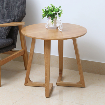 北欧宜家实木圆形角几边几简约现代橡木小户型沙发小茶几茶边桌子