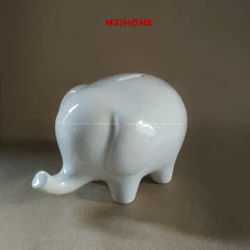 陶瓷储蓄罐 纯色大象存钱罐 mudpie招财摆件 台面装饰摆设 礼品瓷