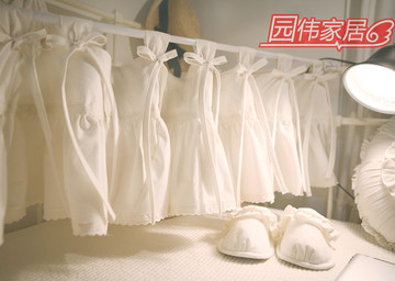 韩国同款乳白色纯棉成品半帘窗帘头特别尺寸规格可以定制
