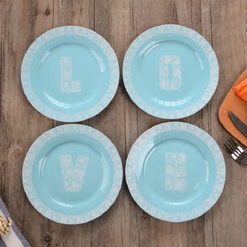 8寸印花创意西餐盘子 陶瓷餐具平盘甜品碟子点心早餐水果牛排盘
