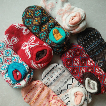 成人秋冬季韩国双层防滑点胶女士加厚保暖居家早教袜套月子地板袜