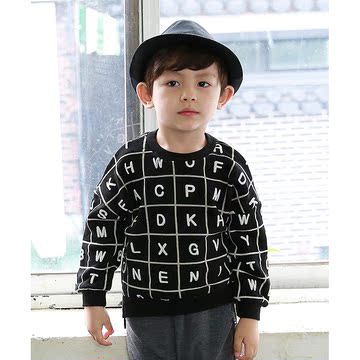 代购韩国进口正品童装sugamint2016年秋季上新男童纯棉字母T恤