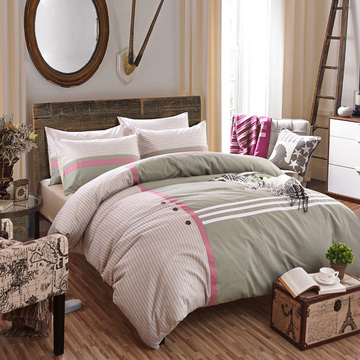 简约时尚全棉四件套 纯棉双人被套休闲床单式1.8米床上用品