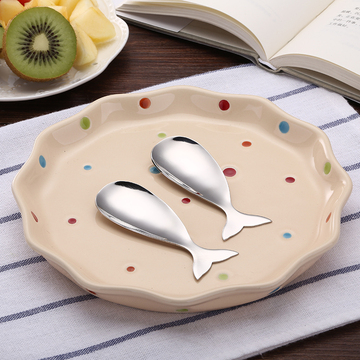 304不锈钢勺子加厚创意可爱儿童小汤匙雪糕水果便携调羹2支装