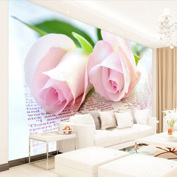 大型电视背景墙纸壁画客厅卧室欧式简约壁纸温馨玫瑰3d立体无纺布