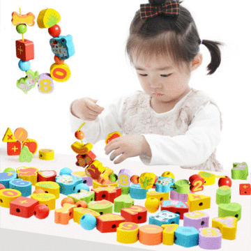 婴幼儿童穿珠子男孩女宝宝益智力早教1-2-3岁串串珠子玩具积木制