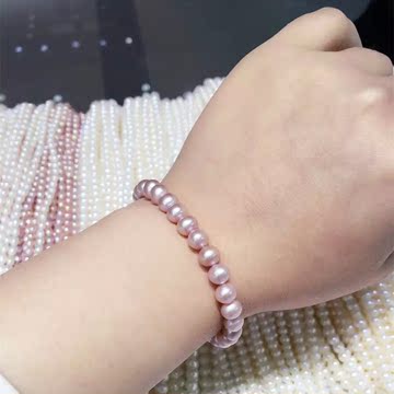 天然珍珠手链 紫色淡水珍珠正品 简单时尚新款 特价包邮 定制