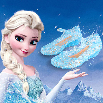 夏季爆款女童凉鞋frozen冰雪奇缘蓝色水晶洞洞鞋子儿童公主鞋包邮